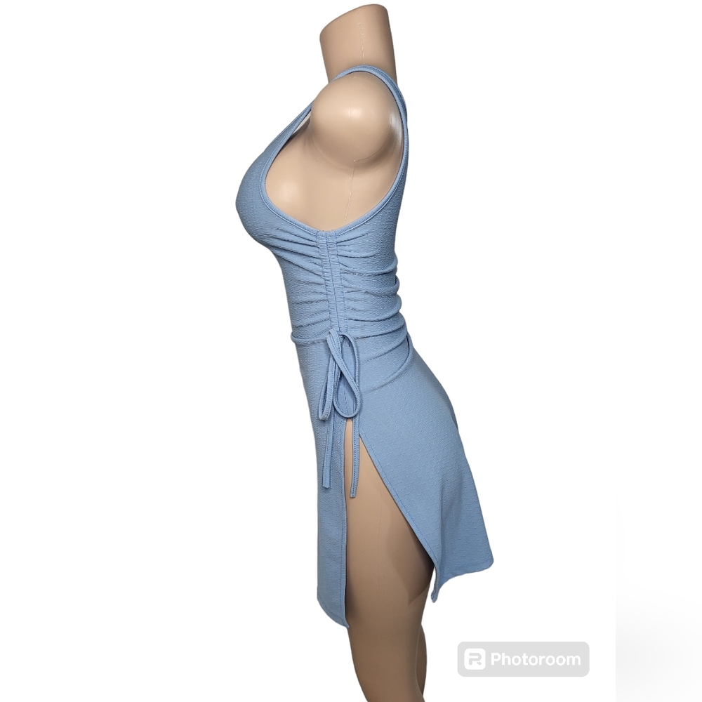 SHEIN Drawstring Side Split Ruched Bodycon Dress - Picture 3 of 12